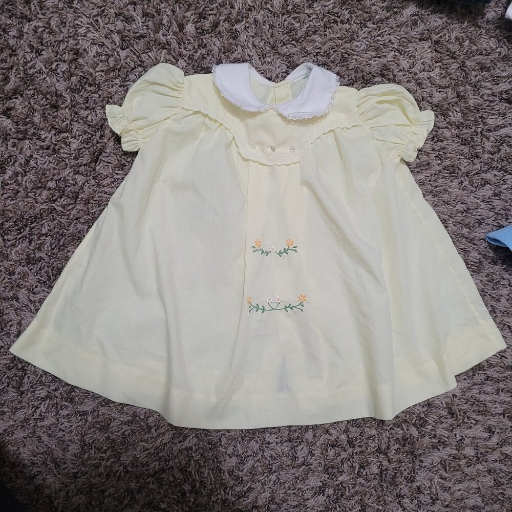 Vintage Yellow Baby Dress 1960s Era Infant Girl